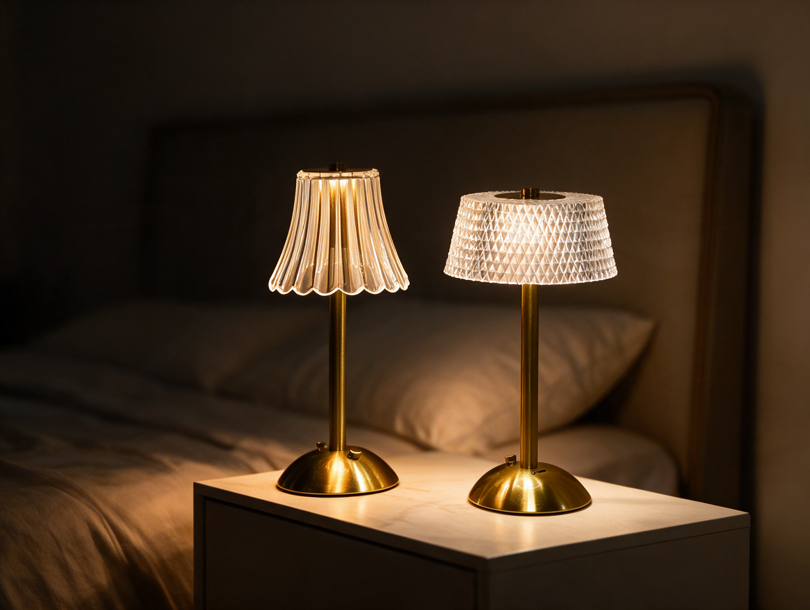 Desktop lamp glowing softly overnight