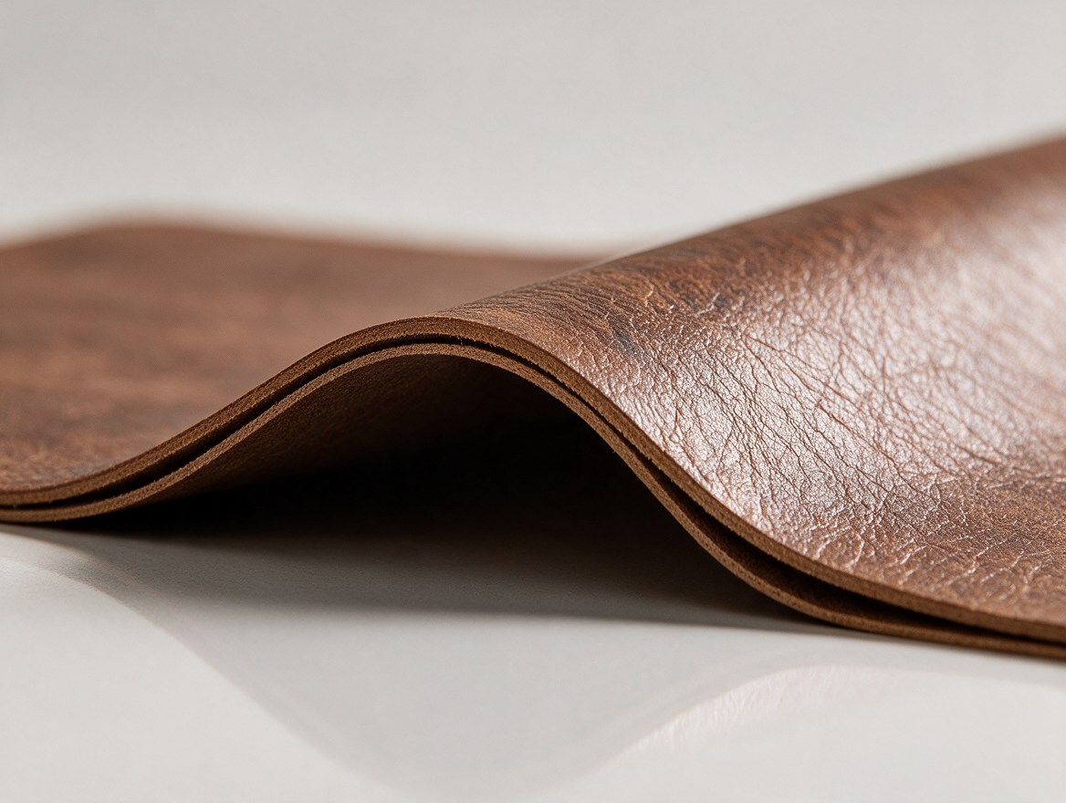 Cross-section view of thick double-layer faux leather placemat
