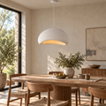 Wabi-Sabi pendant chandelier, B white body, styled above a dining table